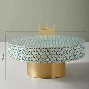 Table basse en bois nacré faite à la main, design moderne, meubles vietnamiens incrustés personnalisés pour villas de luxe - Product Image 2