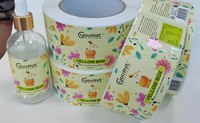 Étiquette autocollante en vinyle imperméable personnalisée pour bouteille d'huile essentielle, de parfum ou de soin de la peau, avec impression de marque privée et motif rose en feuille d'or