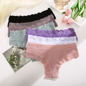 <span class=keywords><strong>Slip</strong></span> da Donna Personalizzabili di Alta Qualità OEM/ODM in Cotone Traspirante con Bordo Floreale e Vita Media in <span class=keywords><strong>Pizzo</strong></span> - Product Image 2