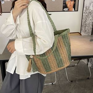 Sac fourre-tout en paille fait main pour femme, durable, idéal pour la plage, les courses et le travail – Offre spéciale - Product Image 5