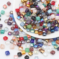 Zhubi Multi Couleurs 6MM Perles De Verre Carrées Plates 50pcs AB Cubes De Cristal Brillant Perles De Verre Glaçure pour Kits De Fabrication De Bijoux