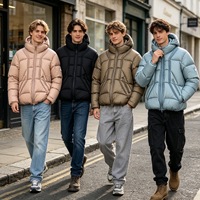 Veste coupe-vent personnalisée avec logo, doudoune d'hiver pour homme, style hip-hop streetwear, en nylon ripstop thermique, avec capuche à bulles
