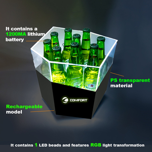Thiết Kế Mới Rượu Vang Rượu Sâm Banh Bia Chai Lưu Trữ Bồn Tắm Hoàn Hảo Rõ Ràng Nhựa 5 Lít Bia Xô Đá Phục Vụ Đồ Uống LED Xô Đá - Product Image 2