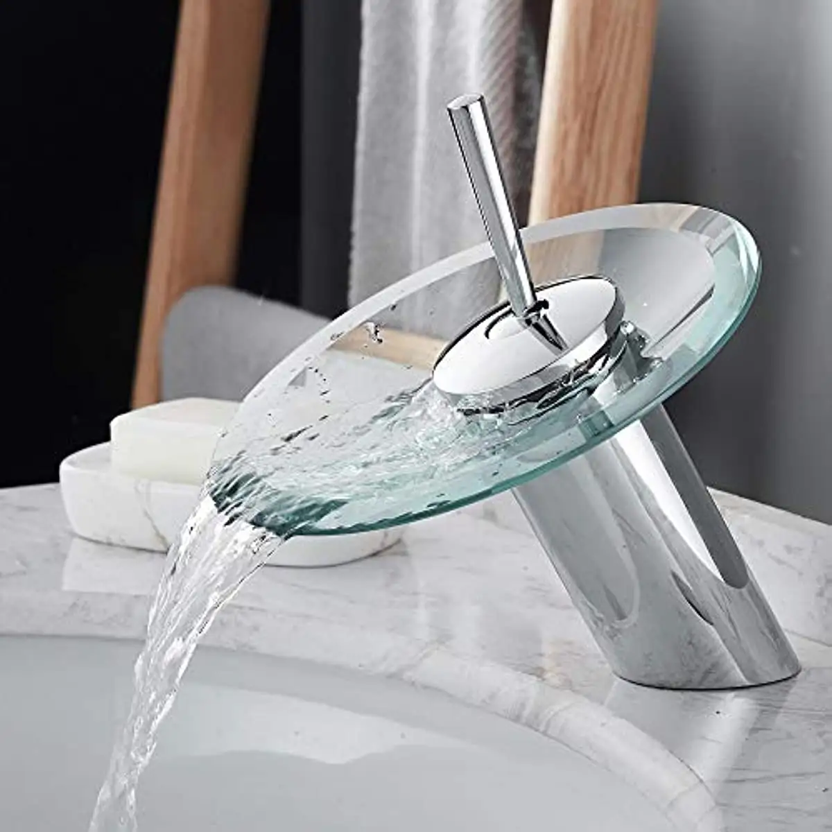 Grifo de latón para baño, mezclador de cascada de vidrio, caliente y frío, para lavabo de Hotel, novedad de 2022