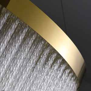 Crystal <b>Chandelier</b> Gold Finish LED Pendant Light E26 Warm <b>White</b> 3500K Dimmable Stainless Steel Adjustable Height 5-Year Warranty - Product Image 4