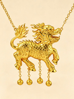 Collier pendentif Qilin en argent sterling 925 plaqué or, bestie mythique chinoise, avec clochette, service OEM personnalisé, vente en gros