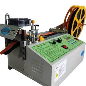 Polyester bevel angle strap hot blade webbing Satin Ribbon Label Cutter Cutting Machine