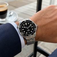 Montre de plongée automatique mécanique personnalisée, résistante à l'eau 50M, lumineuse, verre saphir synthétique, acier inoxydable 42mm, bracelet 20mm