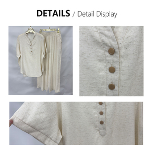 Conjunto Casual <span class=keywords><strong>de</strong></span> <span class=keywords><strong>Dos</strong></span> <span class=keywords><strong>Piezas</strong></span> <span class=keywords><strong>para</strong></span> Mujer, 80% Rayón, 20% Nailon, Cuello en V, Pantalones Anchos, Suave y Transpirable, Ropa <span class=keywords><strong>de</strong></span> Estar por Casa - Product Image 6