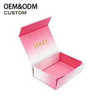 Boîte en papier rigide pliable de luxe rose personnalisée avec logo en feuille d'or, option cadre photo, doublure en éponge, emballage cadeau personnalisable
