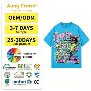T-<span class=keywords><strong>shirt</strong></span> pour homme surdimensionné avec imprimé de personnage de dessin animé personnalisé Y2K, OEM, streetwear hip-hop, t-<span class=keywords><strong>shirt</strong></span> graphique en coton lourd - Product Image 1