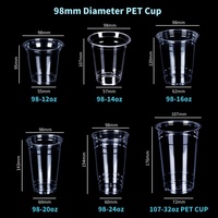 500ML 700ML 16oz 22oz 24oz Dia.95mm U-vormige bodem Transparante Wegwerp Plastic PP PET PLA Bekers Met Deksel voor Hete Bubble Tea Koffie