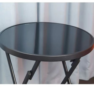 आउटडोर dia60x70cm गैल्वेनाइज्ड फोल्डिंग काले टेम्पर्ड राउंड ग्लास बार टेबल - Product Image 3