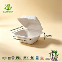 Boîte à hamburger Sumkoka écologique et biodégradable, design personnalisé, en bagasse de canne à sucre, jetable et compostable