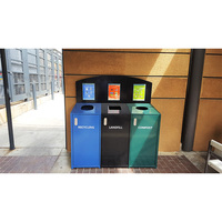 Poubelle moderne à 4 compartiments Poubelle de recyclage pour l'extérieur Poubelle en acier galvanisé Poubelle de classification à toit ouvert
