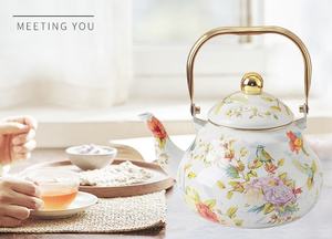 <span class=keywords><strong>Olla</strong></span> <span class=keywords><strong>de</strong></span> campana <span class=keywords><strong>antigua</strong></span> <span class=keywords><strong>de</strong></span> gran capacidad, diseño <span class=keywords><strong>de</strong></span> flores geométricas, hervidor <span class=keywords><strong>de</strong></span> esmalte doméstico para té, punto <span class=keywords><strong>de</strong></span> agua, Color esmaltado - Product Image 4