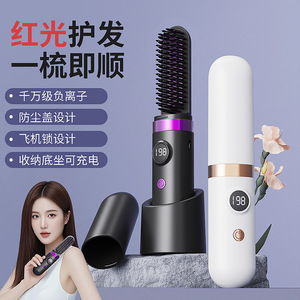 <b>Wireless</b> Ion Hair Straightener With Red Light Portable Long Battery Life Gentle On Hair Includes <b>Charging</b> Base - Product Image 1