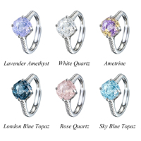 Bague en argent sterling 925 plaqué rhodium, taille rose, avec diverses pierres précieuses naturelles, vente en gros d'usine, pour femme, cadeau, tenue de soirée