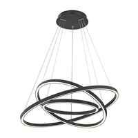 Lustre LED moderne d'intérieur, forme de cercle en aluminium doré, suspension réglable