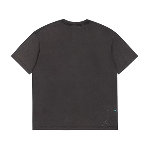 남녀공용 오버사이즈 애시드 워싱 100% 코튼 티셔츠 도매, 편안한 캐주얼 힙합 스타일, 로고 프린트 디자인 맞춤 제작 가능 - Product Image 1