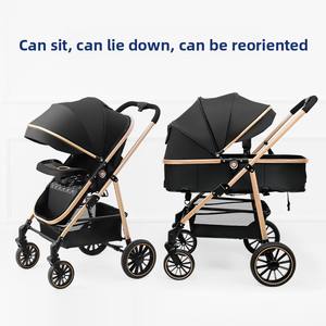 <span class=keywords><strong>Poussette</strong></span> bébé en métal à grande roue et position haute, réglable assis-debout, design réversible, fonctionnalité 3-en-1 pour 0-6 mois, 15 kg - Product Image 2
