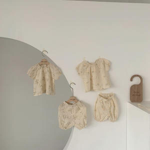 Ensemble de shorts pour filles en coton fleuri, deux pièces, vêtements pour bébés coréens, tenue d'été - Product Image 6