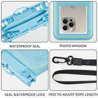 Pochette étanche universelle pour téléphone portable IPX8 en PVC+ABS, sac étanche flottant avec cordon, design sportif, fenêtre transparente