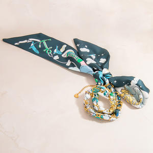 Flower Pattern Silk Scarf <b>Bracelet</b> For Women <b>Red</b> With Gold Chain Detail Elegant Accessory Jewelry Gift Fashion Statement Piece - Product Image 4