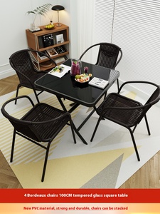Youya elegante <span class=keywords><strong>conjunto</strong></span> blanco al aire libre silla reclinable de ratán <span class=keywords><strong>y</strong></span> <span class=keywords><strong>mesa</strong></span> para balcón negro hierro plástico Spray muebles de exterior moderno - Product Image 5