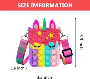 EPT Vente en gros de sac d'école en silicone pour enfants Fidget Toy <span class=keywords><strong>Licorne</strong></span> Popit Sac de poche pour filles - Product Image 2