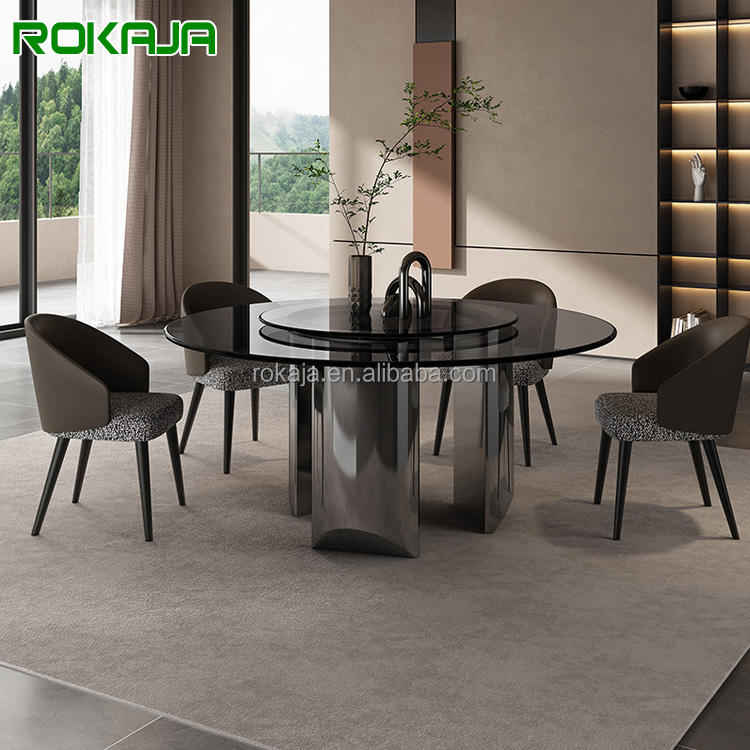 Glass Top Rotating Dining Tables Stylish Functional