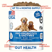 Booster de santé intestinale OEM pré-probiotiques et enzymes digestives pour chien à mastication douce 3 milliards d'UFC inuline poudre de citrouille