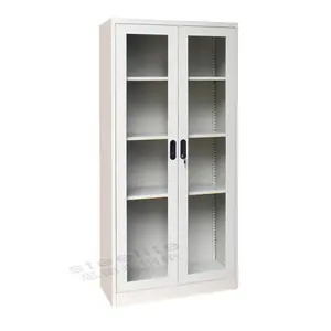 4 Layer Bibliotheek Goederen Display Kast Met Glazen Schuifdeuren/Verticale Glazen Schuifdeur Metalen Chemische Opbergkast