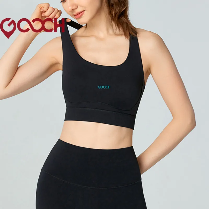 GOOCH 2024 Custom sports vest women spring summer breathable one cup wearing yoga vest H shape back fitness bra
