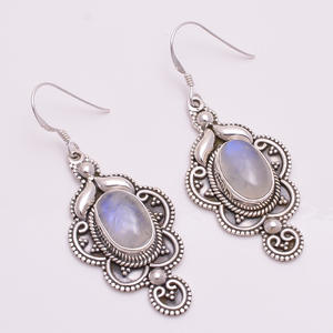 ต่างหูพลอยเงินแท้ 925 , เครื่องประดับพลอยพระจันทร์สายรุ้ง, ผู้จัดจําหน่ายเครื่องประดับพลอยเงินโบราณ - Product Image 5