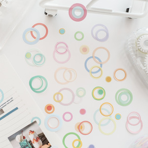 1 rollo de cinta adhesiva de la serie ''Color <span class=keywords><strong>Echo</strong></span>'': elementos decorativos de círculos coloridos para <span class=keywords><strong>Bullet</strong></span> Journal (capa base) - Product Image 2