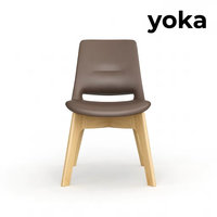Chaise de salle à manger ergonomique moderne en similicuir avec pieds en bois massif, empilable et pliable pour usage commercial