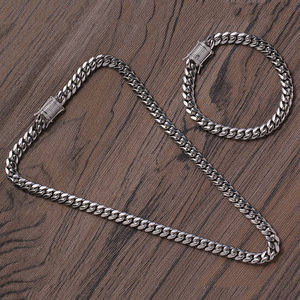 สร้อยคิวบา 8 มม. สร้อยคอสแตนเลส หัวเข็มขัดทองแดง สร้อยคิวบา แทนจิง - Product Image 3