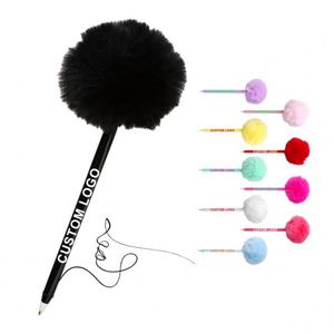 Plush Ball Promotional Plastic Ballpoint Pens Wholesale <b>Creativity</b> Slim Signature Pens with Custom logo for Corporate Events - Product Image 1