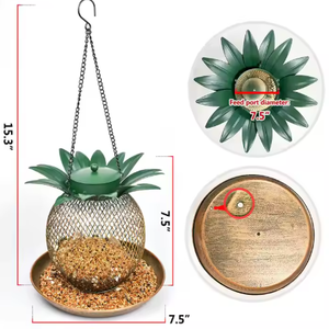 Dứa hình dạng sắt chim trung chuyển Chim Sẻ Vẹt Chim bồ câu thức ăn <span class=keywords><strong>container</strong></span> Vòng kim loại treo chim trung chuyển - Product Image 4