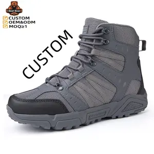 Botas personalizadas para caminhada ao ar livre, botas de inverno de couro e microfibra para homens, botas táticas personalizadas para caminhadas