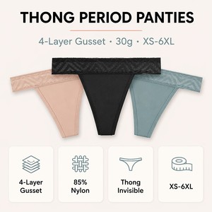 Tanga Menstrual Invisible y Sexy para Mujer, a Prueba de Fugas, de 4 Capas, Absorbente, para Flujo Abundante, Ropa Interior Menstrual Nueva - Product Image 5