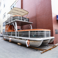 Bateau ponton de luxe à deux étages de 30 pieds, design tout-en-un 2026, avec éclairage LED sur le pont et salle de bain pour les pêches en famille et les fêtes