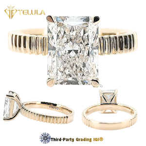 Anel de Noivado com Diamante de Laboratório Personalizado em Ouro Sólido 14k, Joia com Diamante Certificado IGI, Anel de Diamante Cultivado em Laboratório - Product Image 1