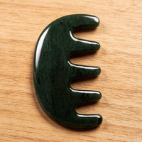 Peigne de massage facial en jade néphrite verte sculpté à la main, lisse, pour acupression et soin des cheveux
