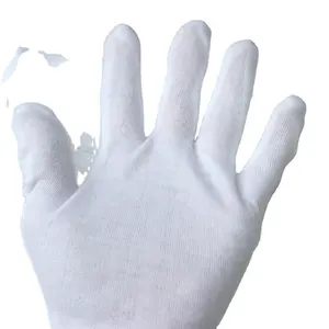 Ручные перчатки от производителя, тонкие хлопковые дешевые белые защитные Руки, бесплатный образец трикотажного запястья