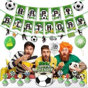 <span class=keywords><strong>Ensemble</strong></span> de bannière et de décorations de gâteau sur le thème du football avec guirlande suspendue et pics pour cupcakes pour les fournitures de fête de football pour garçons - Product Image 5