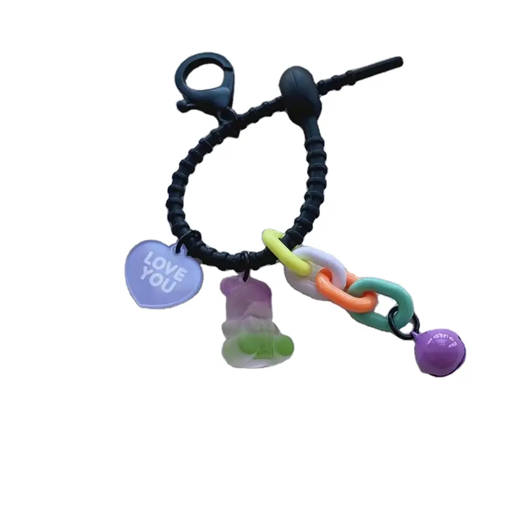 Silicone Rubber Keychain Wristband Bracelet Wrist Rings Wristlet Key Chain Blank Acrylic Pendant