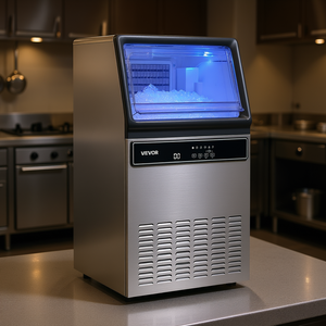 Machine à glaçons commerciale Vevor, 130 lb/24h, capacité de stockage de 33 lb, affichage LED, sur pied, en acier inoxydable - Product Image 2