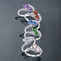 Bague de Fiançailles et de Mariage QX Personnalisée OEM en Argent Sterling 925 avec Double Cœur en Zircon Cubique Violet 8A pour Femme
